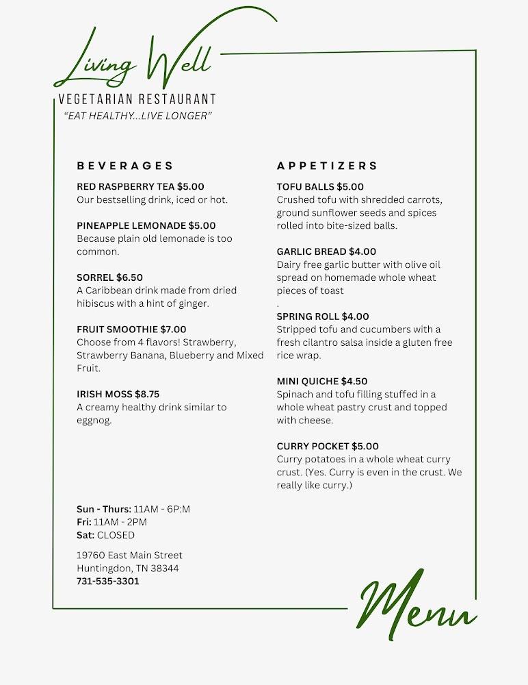Living Well Vegetarian Menu image 3